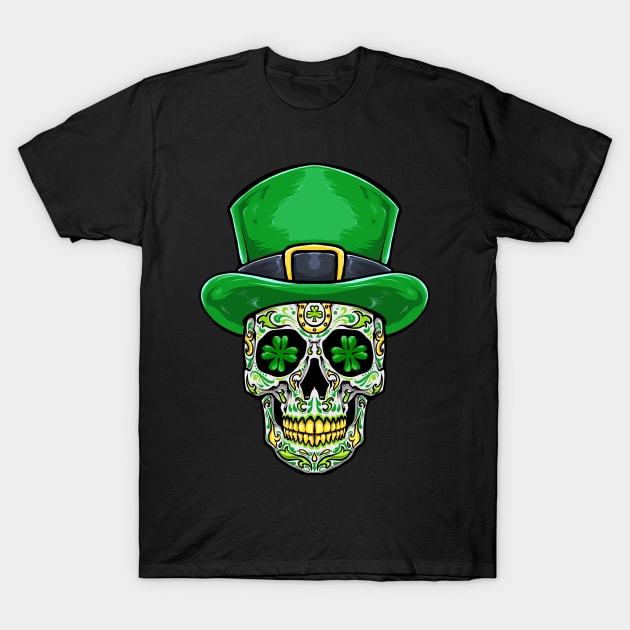 St. Patrick’s Day Sugar Skull T-Shirt by KAWAIITEE